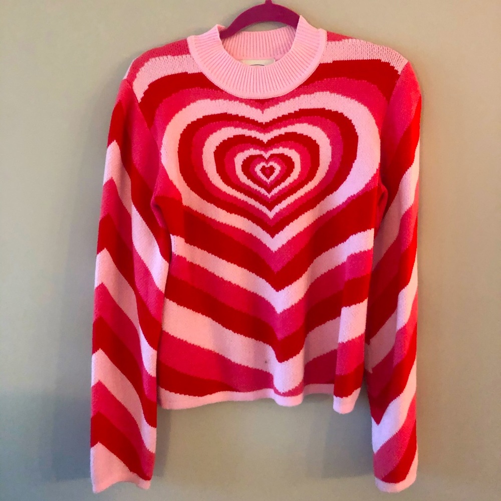 Cider pink groovy hearts sweater